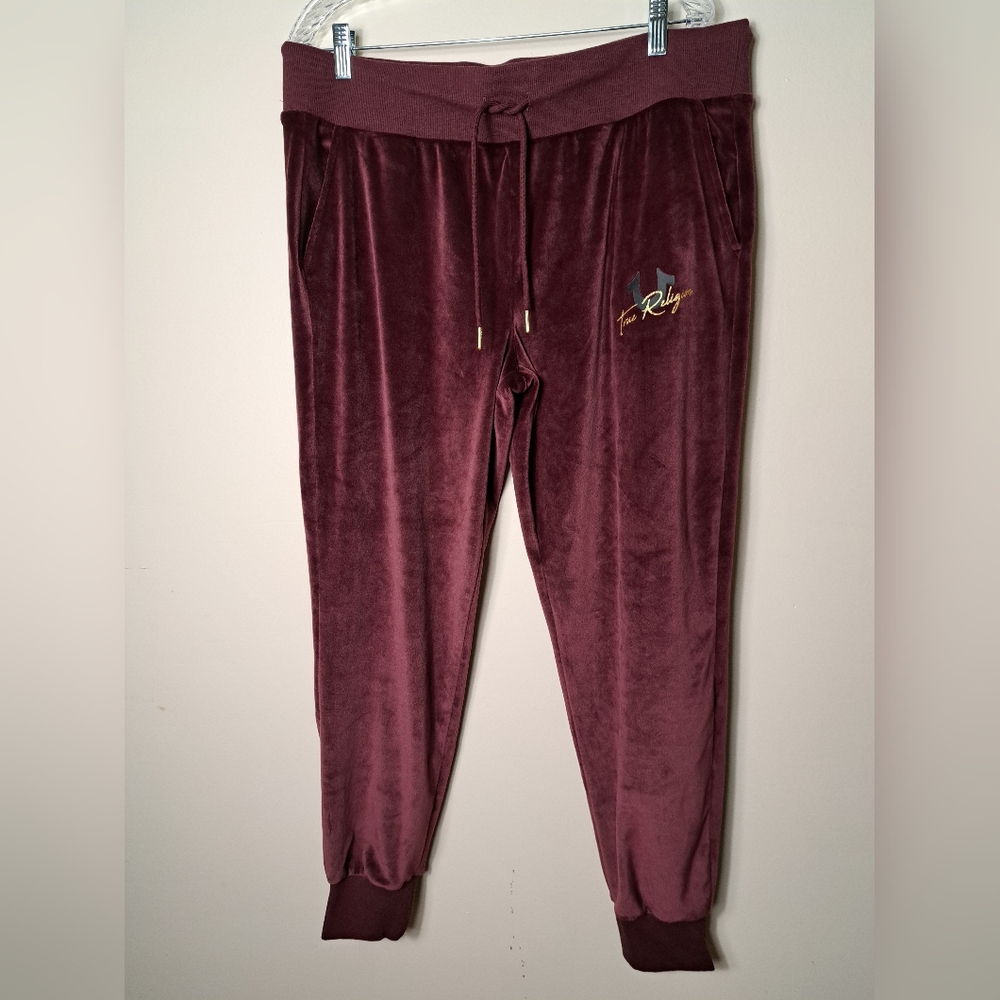 TRUE RELIGION Women's XL Velour Joggers ~ Color Twany Port ~ Style 204197